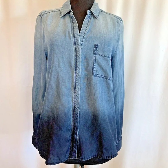 Anthropologie Holding Horses Chambray Ombré Top - Size 4 Small - Picture 1 of 4